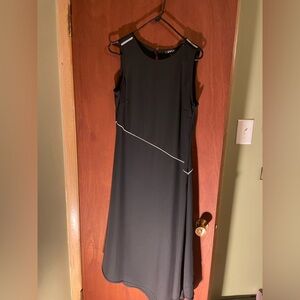 DKNY Black Asymmetrical Dress with White Accents